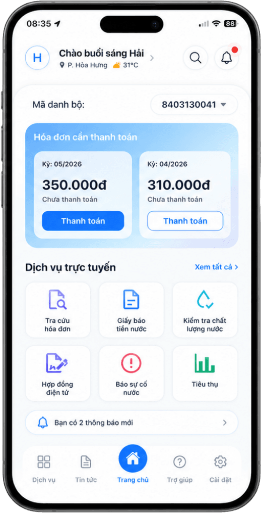 Giao diện minh họa chức năng giải pháp WETEC